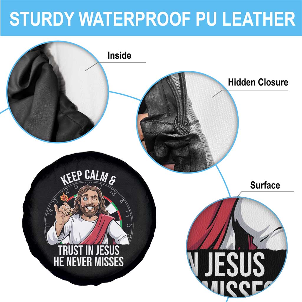 Keep Calm And Trust In Jesus Spare Tire Cover Christian Dartist Gift - Wonder Print Shop