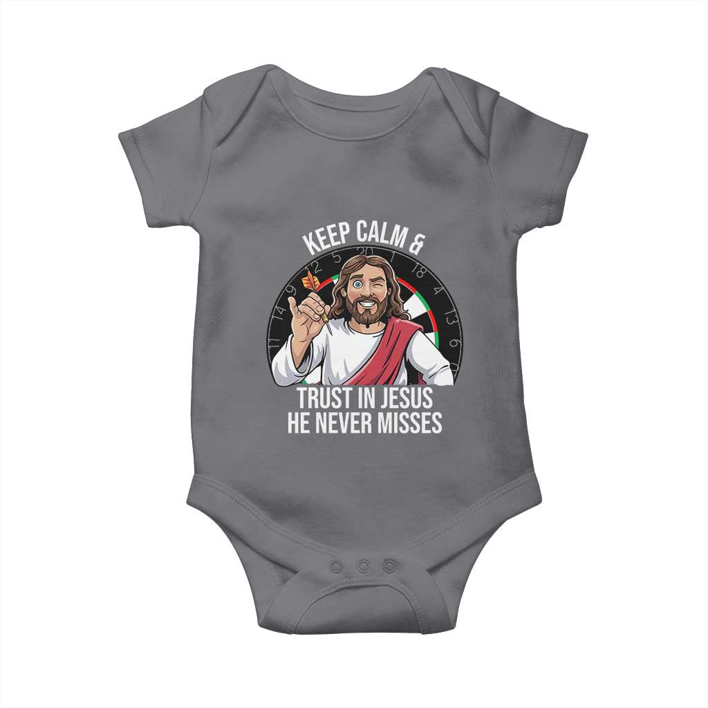 Keep Calm And Trust In Jesus Baby Onesie Christian Dartist Gift - Wonder Print Shop