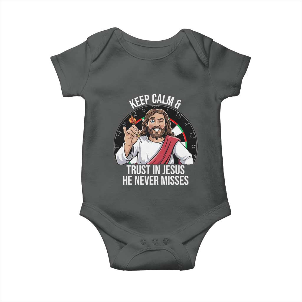 Keep Calm And Trust In Jesus Baby Onesie Christian Dartist Gift - Wonder Print Shop