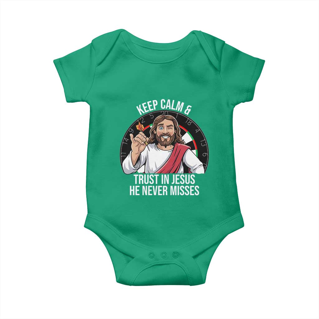 Keep Calm And Trust In Jesus Baby Onesie Christian Dartist Gift - Wonder Print Shop