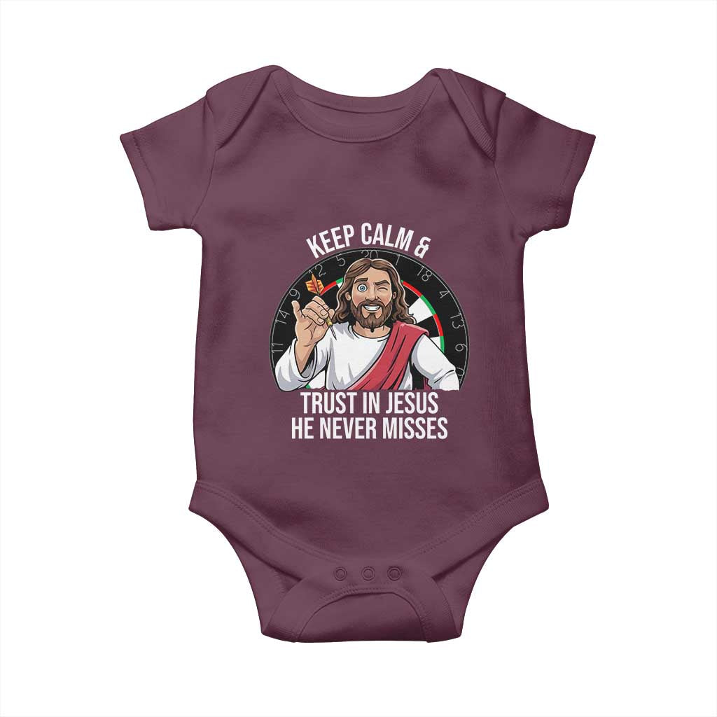 Keep Calm And Trust In Jesus Baby Onesie Christian Dartist Gift - Wonder Print Shop