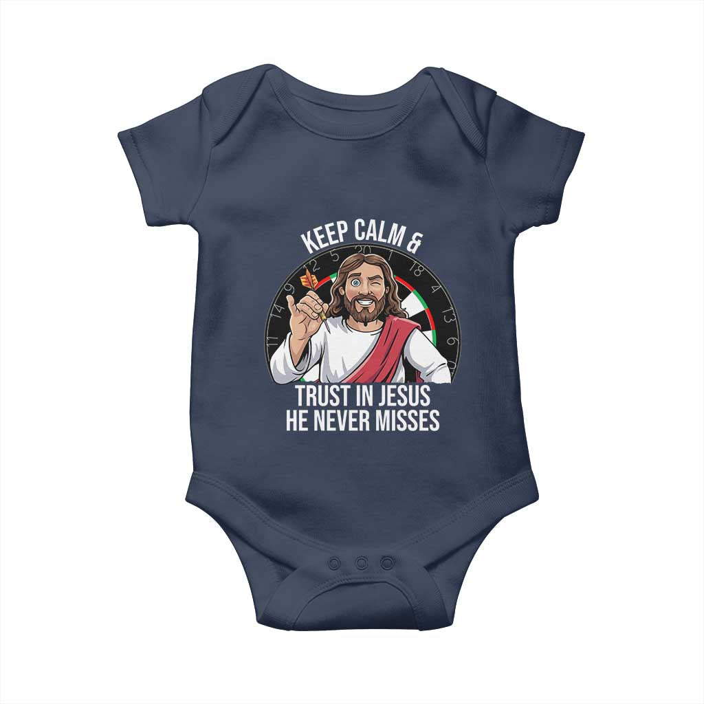 Keep Calm And Trust In Jesus Baby Onesie Christian Dartist Gift - Wonder Print Shop