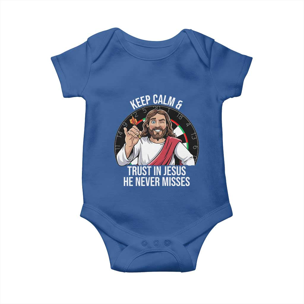 Keep Calm And Trust In Jesus Baby Onesie Christian Dartist Gift - Wonder Print Shop