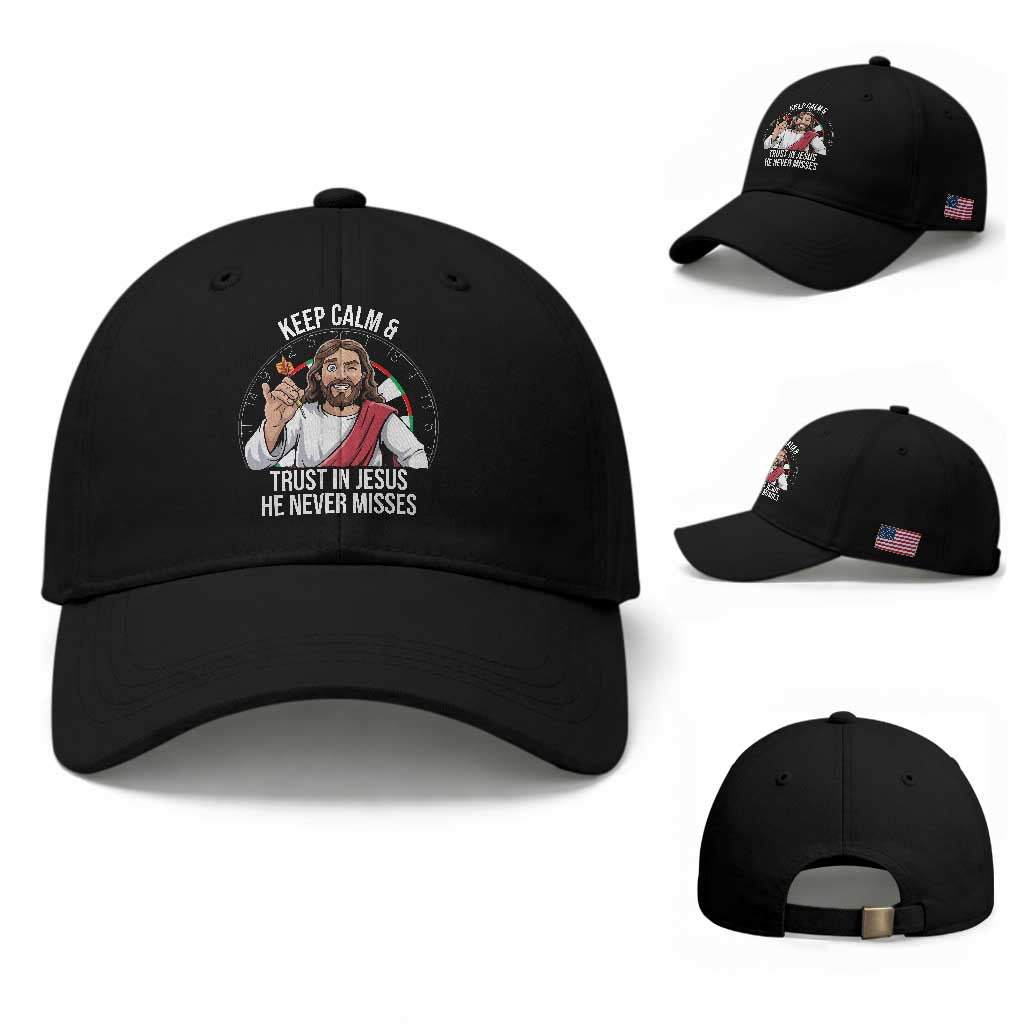 Keep Calm And Trust In Jesus Baseball Cap Christian Dartist Gift