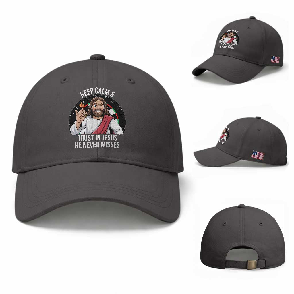 Keep Calm And Trust In Jesus Baseball Cap Christian Dartist Gift
