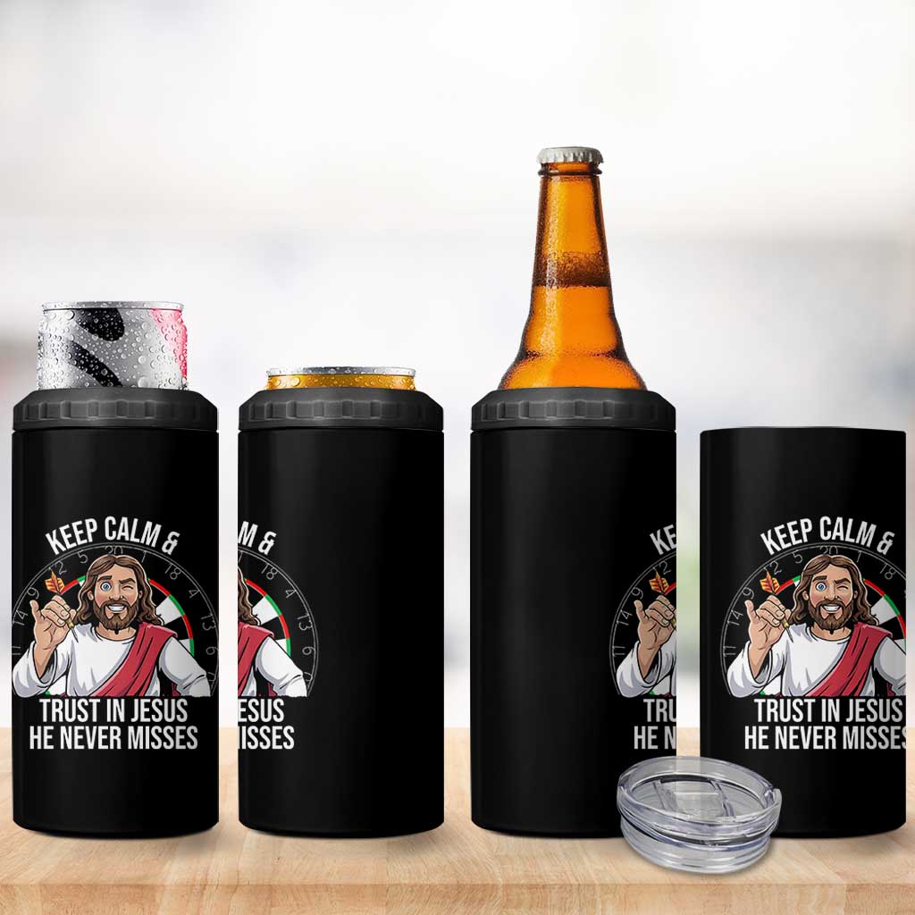 Keep Calm And Trust In Jesus 4 in 1 Can Cooler Tumbler Christian Dartist Gift - Wonder Print Shop