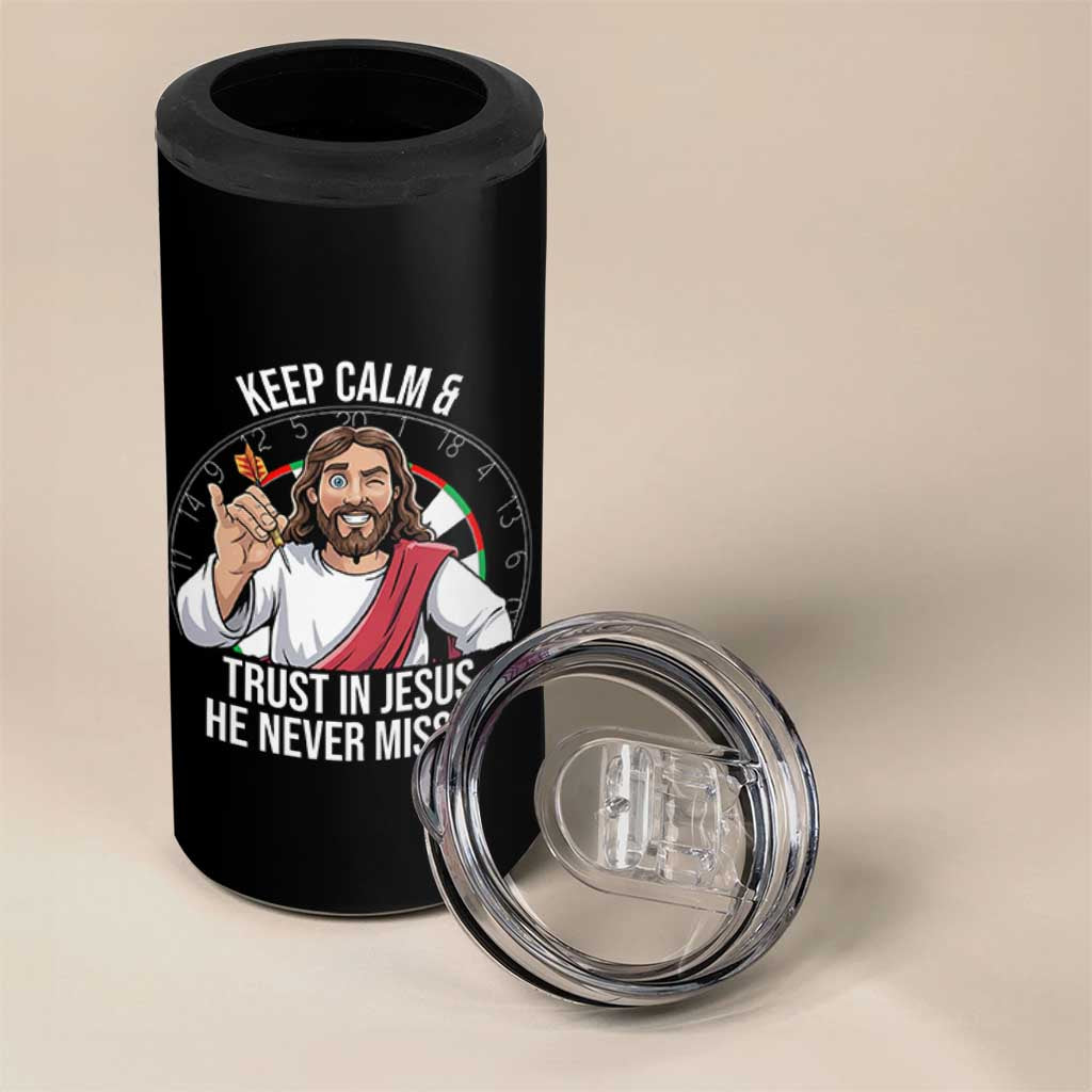Keep Calm And Trust In Jesus 4 in 1 Can Cooler Tumbler Christian Dartist Gift - Wonder Print Shop
