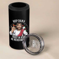 Keep Calm And Trust In Jesus 4 in 1 Can Cooler Tumbler Christian Dartist Gift - Wonder Print Shop