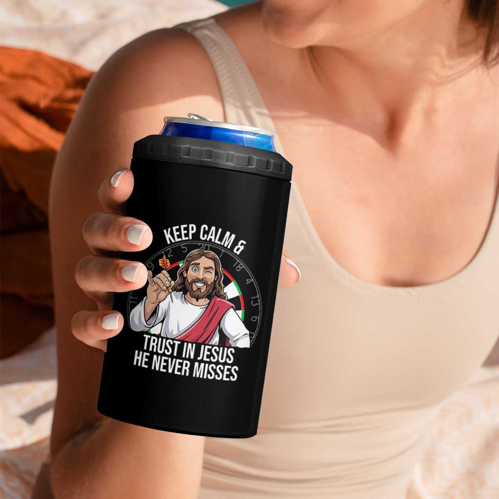 Keep Calm And Trust In Jesus 4 in 1 Can Cooler Tumbler Christian Dartist Gift - Wonder Print Shop
