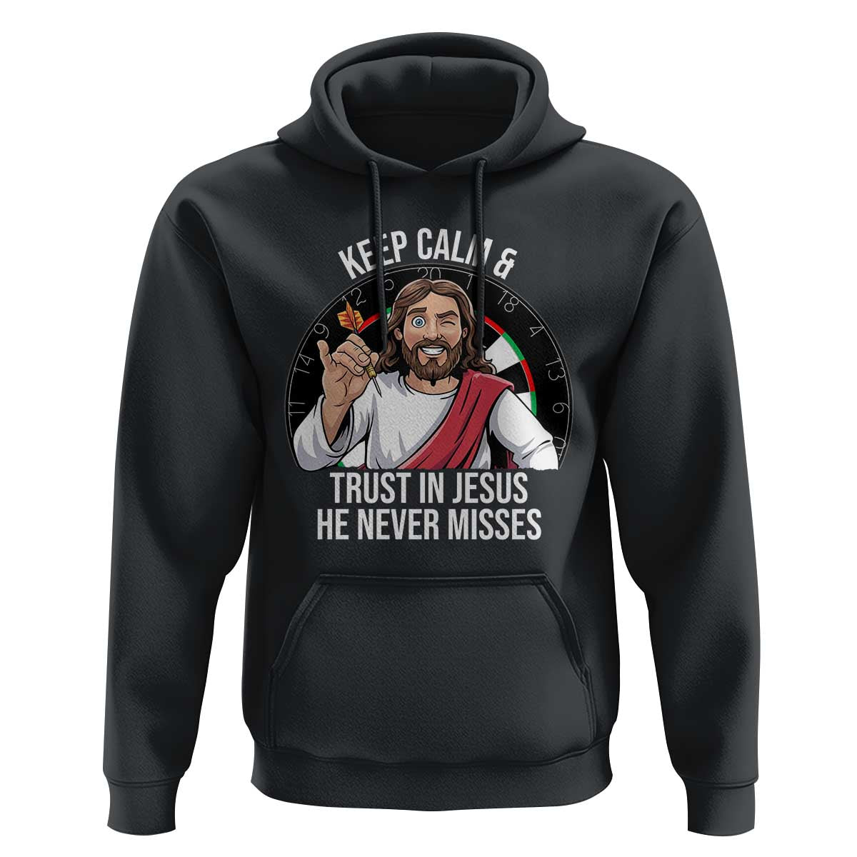 Keep Calm And Trust In Jesus Hoodie Christian Dartist Gift - Wonder Print Shop