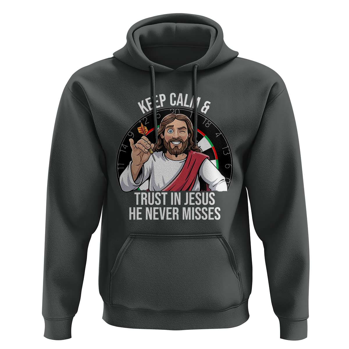 Keep Calm And Trust In Jesus Hoodie Christian Dartist Gift - Wonder Print Shop