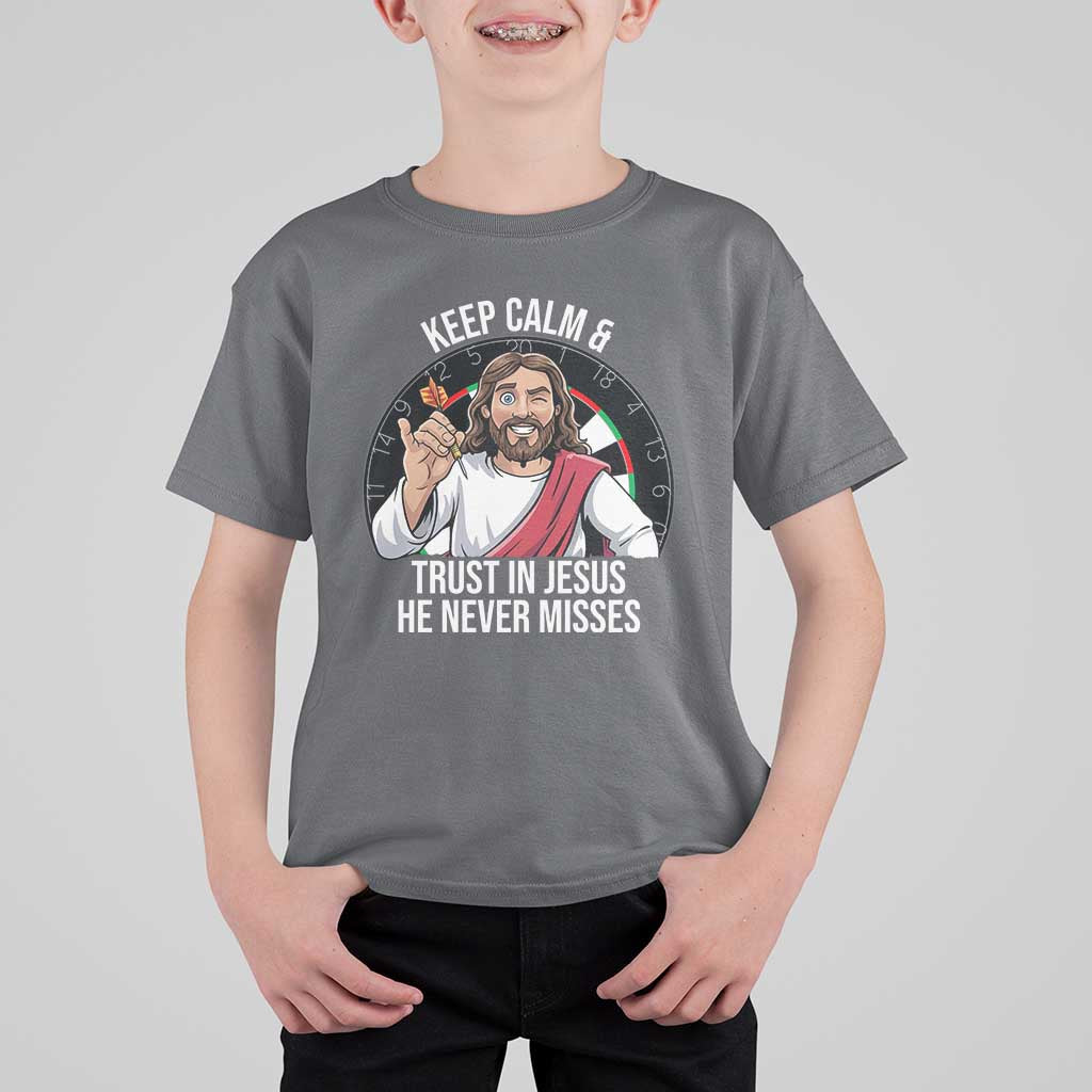 Keep Calm And Trust In Jesus T Shirt For Kid Christian Dartist Gift - Wonder Print Shop
