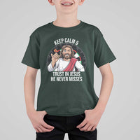 Keep Calm And Trust In Jesus T Shirt For Kid Christian Dartist Gift - Wonder Print Shop