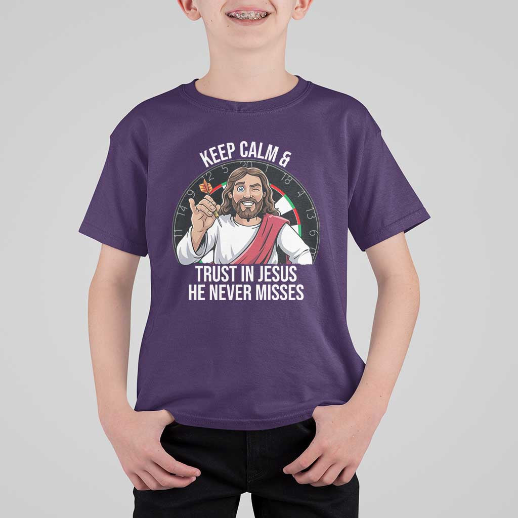 Keep Calm And Trust In Jesus T Shirt For Kid Christian Dartist Gift - Wonder Print Shop