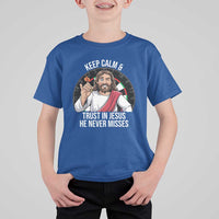 Keep Calm And Trust In Jesus T Shirt For Kid Christian Dartist Gift - Wonder Print Shop