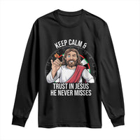 Keep Calm And Trust In Jesus Long Sleeve Shirt Christian Dartist Gift - Wonder Print Shop