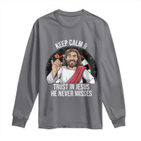 Keep Calm And Trust In Jesus Long Sleeve Shirt Christian Dartist Gift - Wonder Print Shop