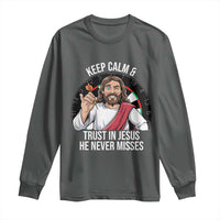 Keep Calm And Trust In Jesus Long Sleeve Shirt Christian Dartist Gift - Wonder Print Shop