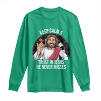Keep Calm And Trust In Jesus Long Sleeve Shirt Christian Dartist Gift - Wonder Print Shop