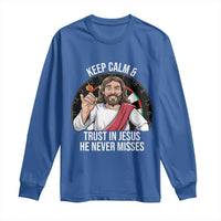 Keep Calm And Trust In Jesus Long Sleeve Shirt Christian Dartist Gift - Wonder Print Shop