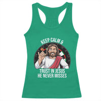 Keep Calm And Trust In Jesus Racerback Tank Top Christian Dartist Gift - Wonder Print Shop
