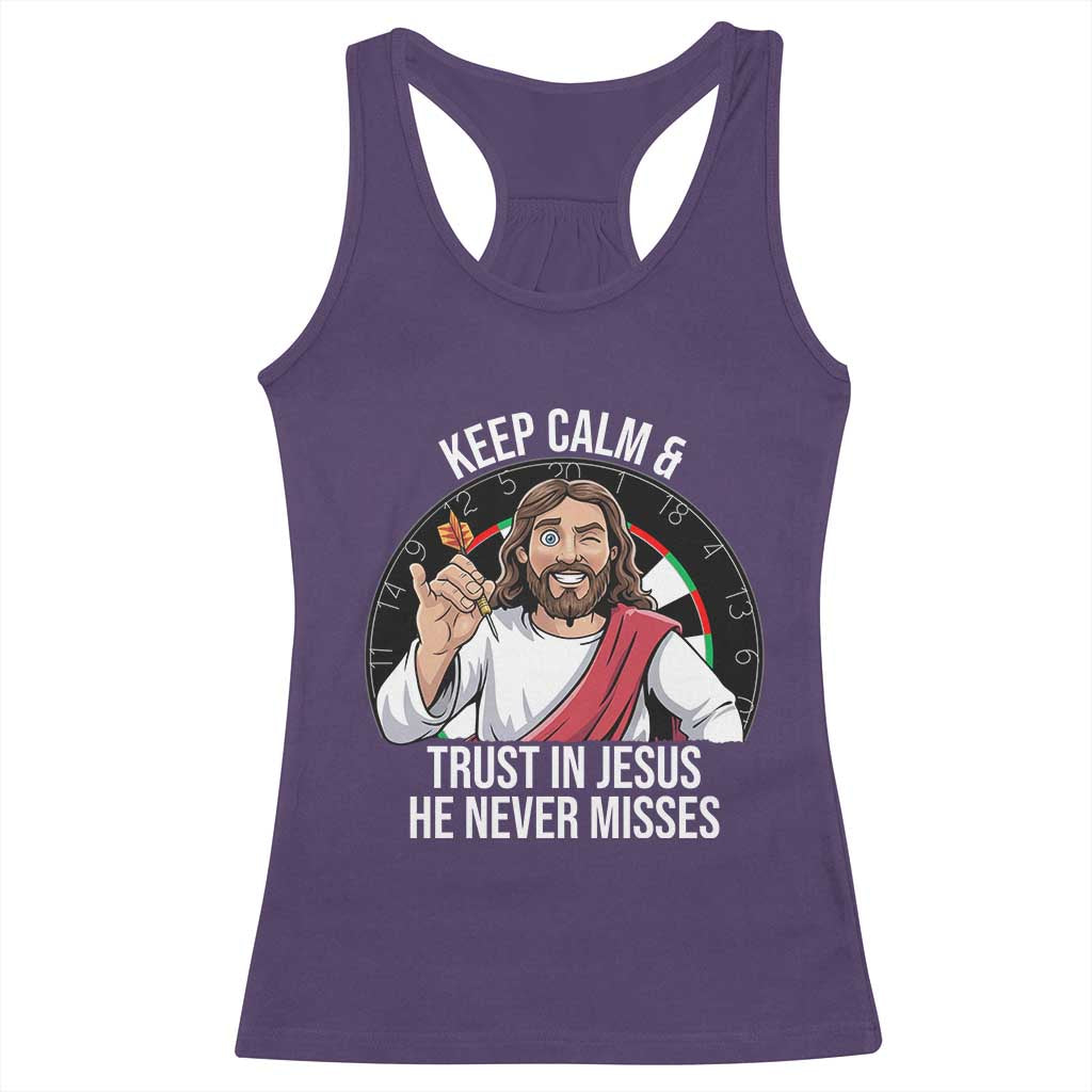 Keep Calm And Trust In Jesus Racerback Tank Top Christian Dartist Gift - Wonder Print Shop
