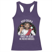 Keep Calm And Trust In Jesus Racerback Tank Top Christian Dartist Gift - Wonder Print Shop