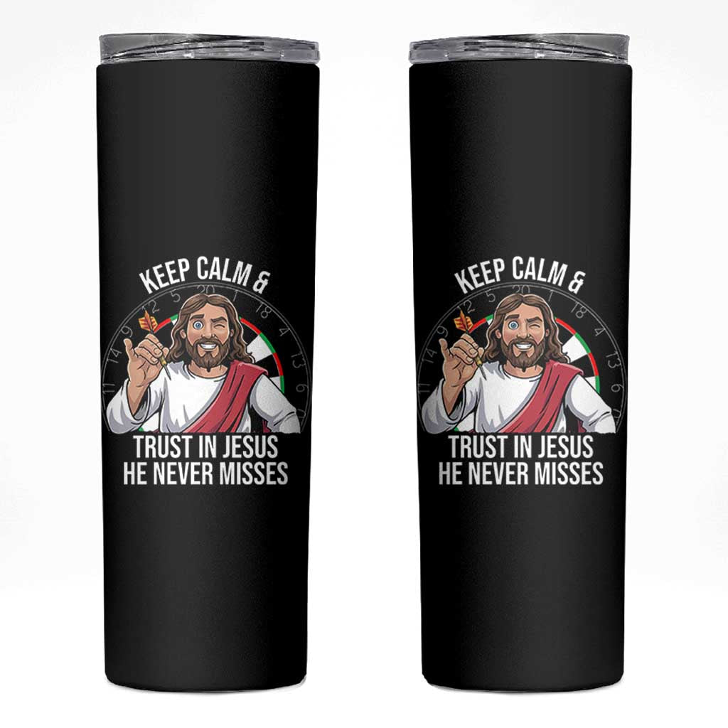 Keep Calm And Trust In Jesus Skinny Tumbler Christian Dartist Gift - Wonder Print Shop