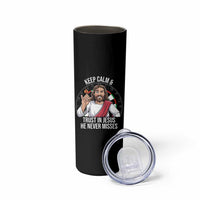 Keep Calm And Trust In Jesus Skinny Tumbler Christian Dartist Gift - Wonder Print Shop