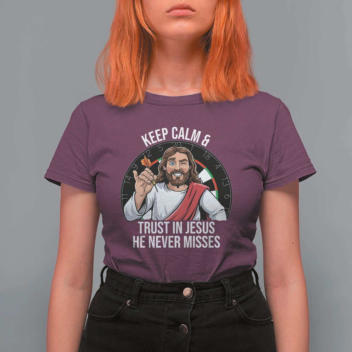 Keep Calm And Trust In Jesus T Shirt For Women Christian Dartist Gift - Wonder Print Shop