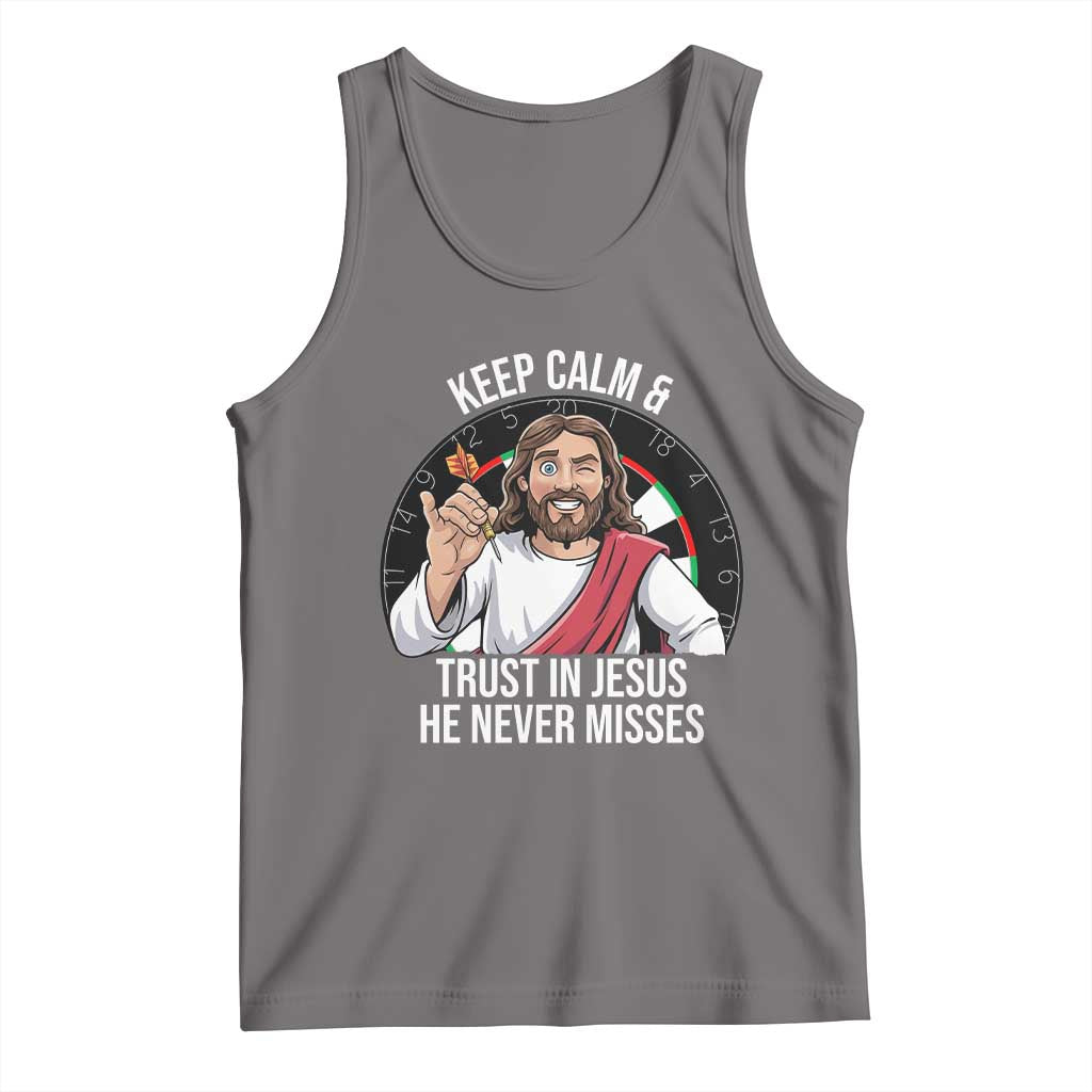 Keep Calm And Trust In Jesus Tank Top Christian Dartist Gift - Wonder Print Shop