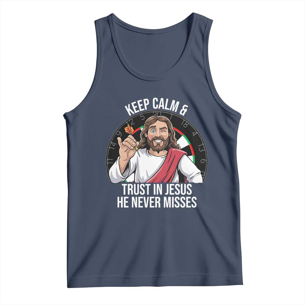 Keep Calm And Trust In Jesus Tank Top Christian Dartist Gift - Wonder Print Shop