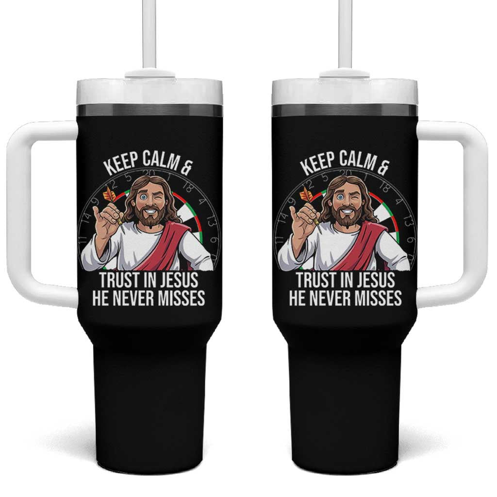Keep Calm And Trust In Jesus Tumbler With Handle Christian Dartist Gift - Wonder Print Shop