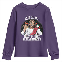Keep Calm And Trust In Jesus Youth Sweatshirt Christian Dartist Gift - Wonder Print Shop