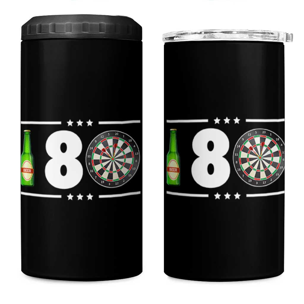 Darts Master 180 And Beer 4 in 1 Can Cooler Tumbler Funny Bullseye Shooter Gift - Wonder Print Shop