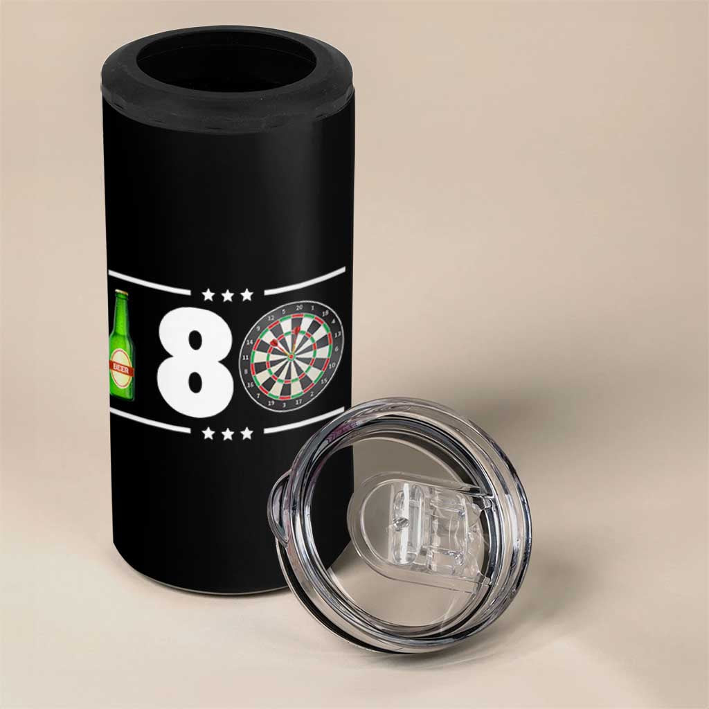 Darts Master 180 And Beer 4 in 1 Can Cooler Tumbler Funny Bullseye Shooter Gift - Wonder Print Shop