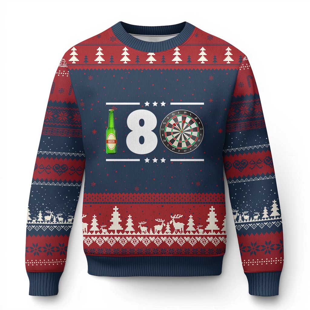 Darts Master 180 And Beer Ugly Christmas Sweater Funny Bullseye Shooter Gift - Wonder Print Shop