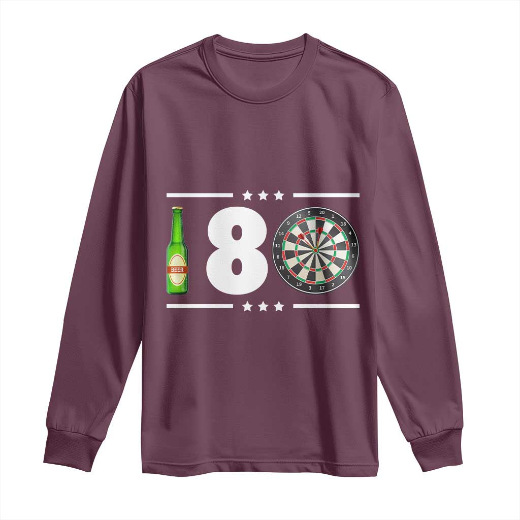 Darts Master 180 And Beer Long Sleeve Shirt Funny Bullseye Shooter Gift - Wonder Print Shop