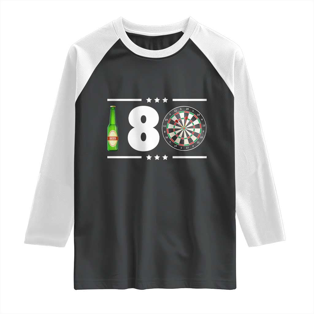 Darts Master 180 And Beer Raglan Shirt Funny Bullseye Shooter Gift - Wonder Print Shop