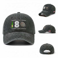 Darts Master 180 And Beer Washed Cotton Baseball Cap Funny Bullseye Shooter Gift