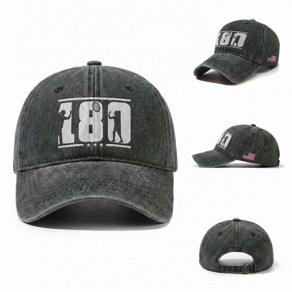 Darts 180 Max Score Player Washed Cotton Baseball Cap Darts Fan Gift