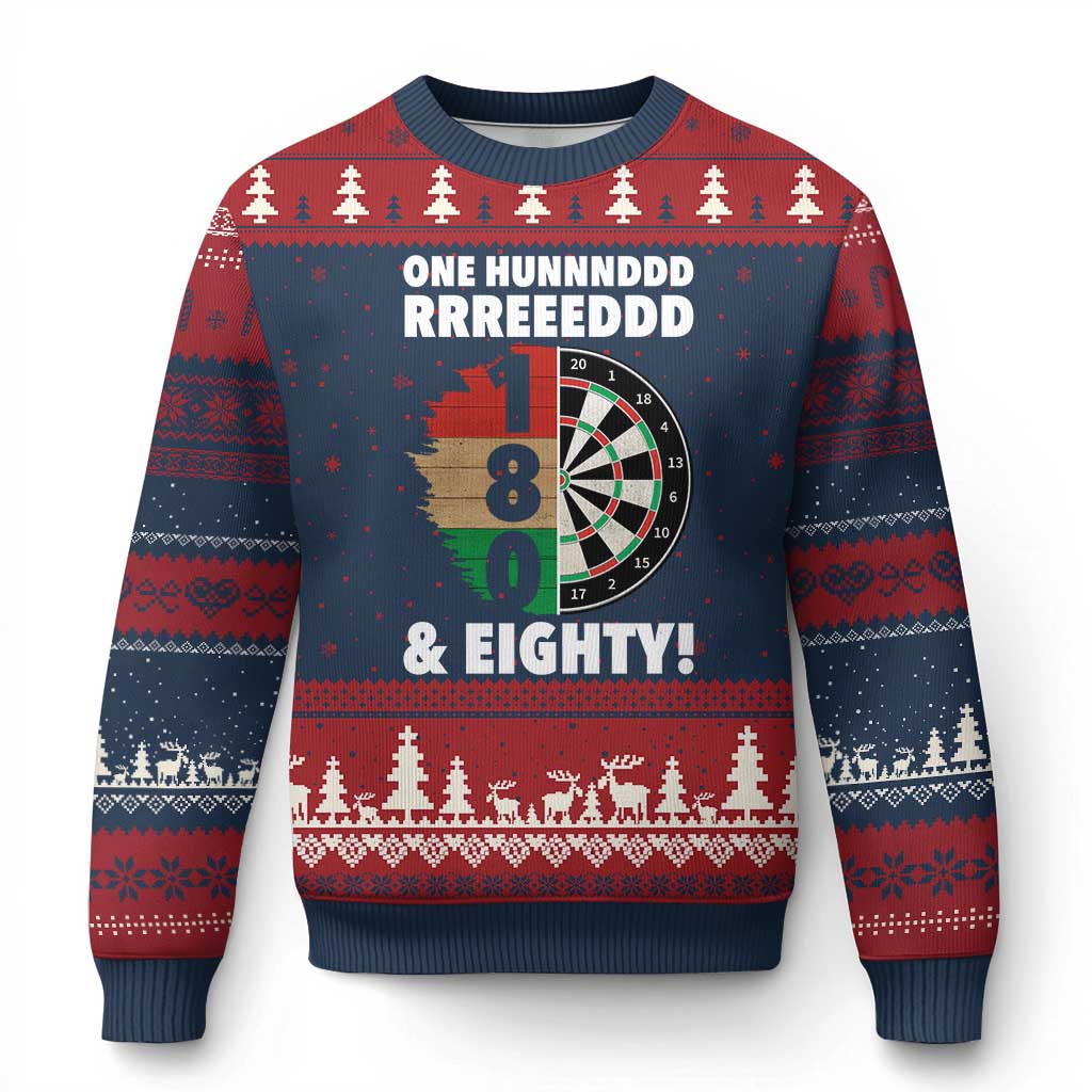 One Hundred And Eighty Ugly Christmas Sweater Funny Darts Player Gift - Wonder Print Shop