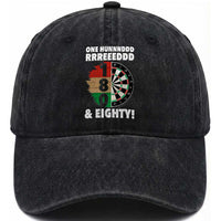 One Hundred And Eighty Washed Cotton Baseball Cap Funny Darts Player Gift