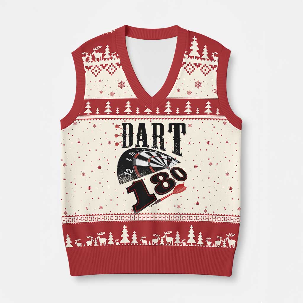 Max Score 180 Darts Lover V-Neck Knit Sweater Vest Darts Team Party Gift - Wonder Print Shop