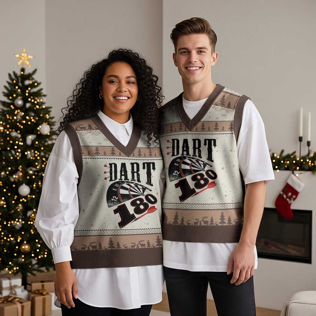 Max Score 180 Darts Lover V-Neck Knit Sweater Vest Darts Team Party Gift - Wonder Print Shop