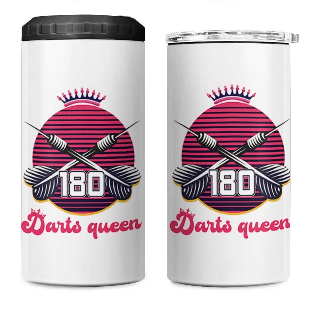 Darts Queen 180 Max Score 4 in 1 Can Cooler Tumbler Funny Bullseye Shooter Gift - Wonder Print Shop