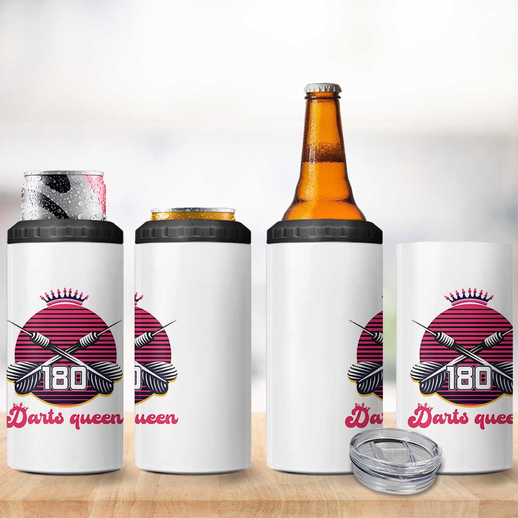 Darts Queen 180 Max Score 4 in 1 Can Cooler Tumbler Funny Bullseye Shooter Gift - Wonder Print Shop