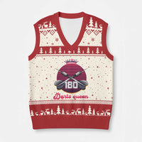Darts Queen 180 Max Score V-Neck Knit Sweater Vest Funny Bullseye Shooter Gift - Wonder Print Shop