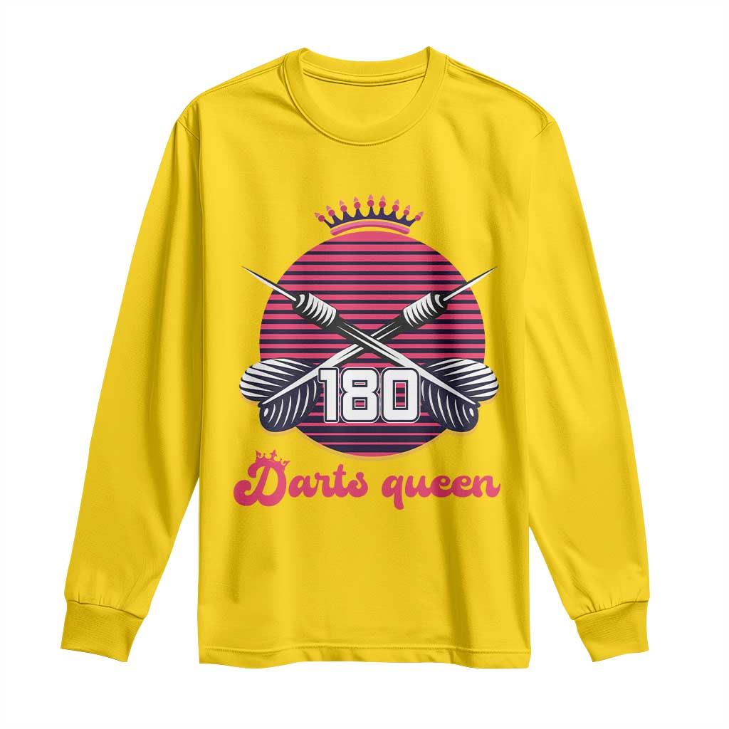 Darts Queen 180 Max Score Long Sleeve Shirt Funny Bullseye Shooter Gift - Wonder Print Shop
