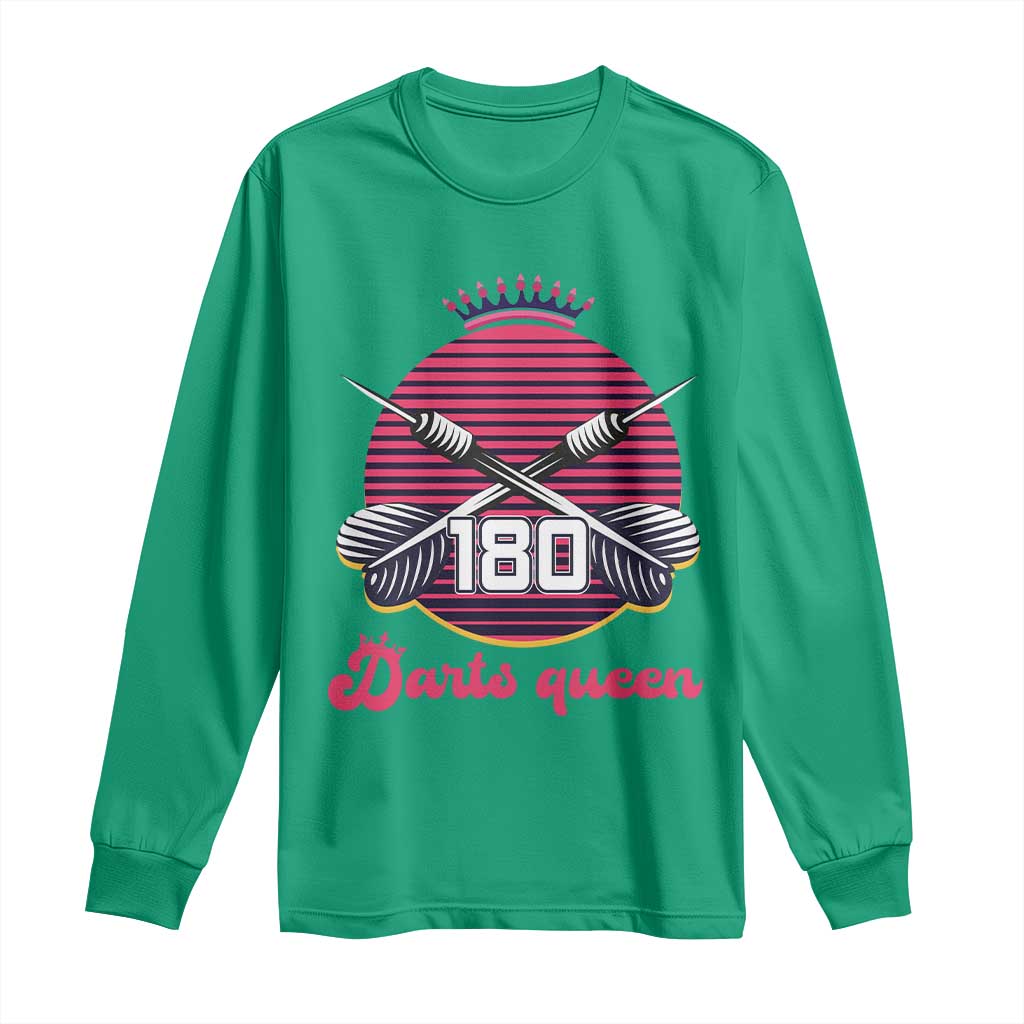 Darts Queen 180 Max Score Long Sleeve Shirt Funny Bullseye Shooter Gift - Wonder Print Shop